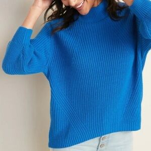 OLD NAVY bright blue mock neck loose sweater